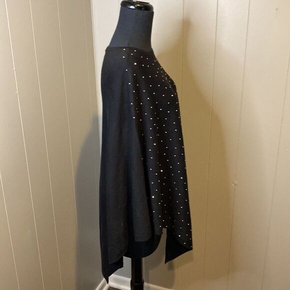 Malissa J Collection One Size Poncho Sequin Bedazzled Front Stretch - Picture 3 of 7